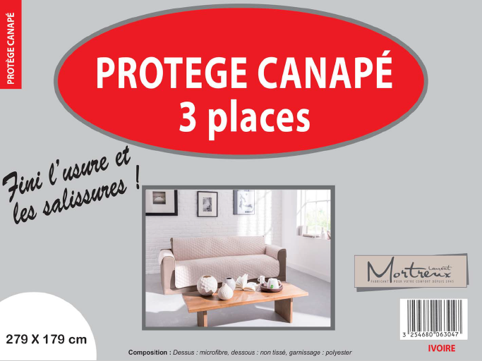 Canape 3 places ivoire