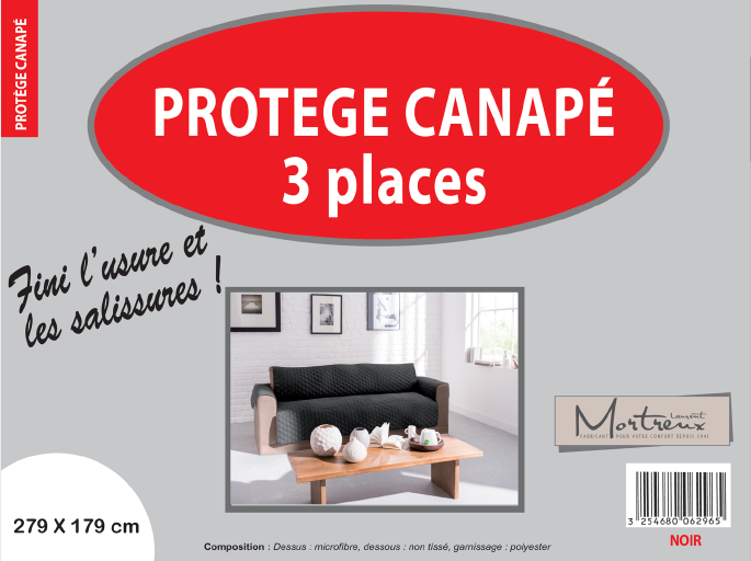Canape 3 places noir