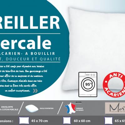 Oreiller blanc Coton percale Anti-Acariens Ferme - 10117
