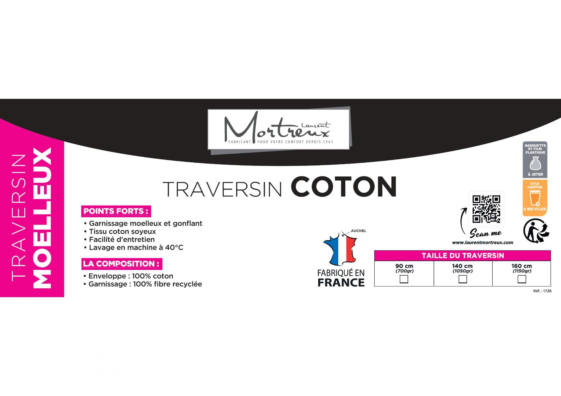 Traversin coton